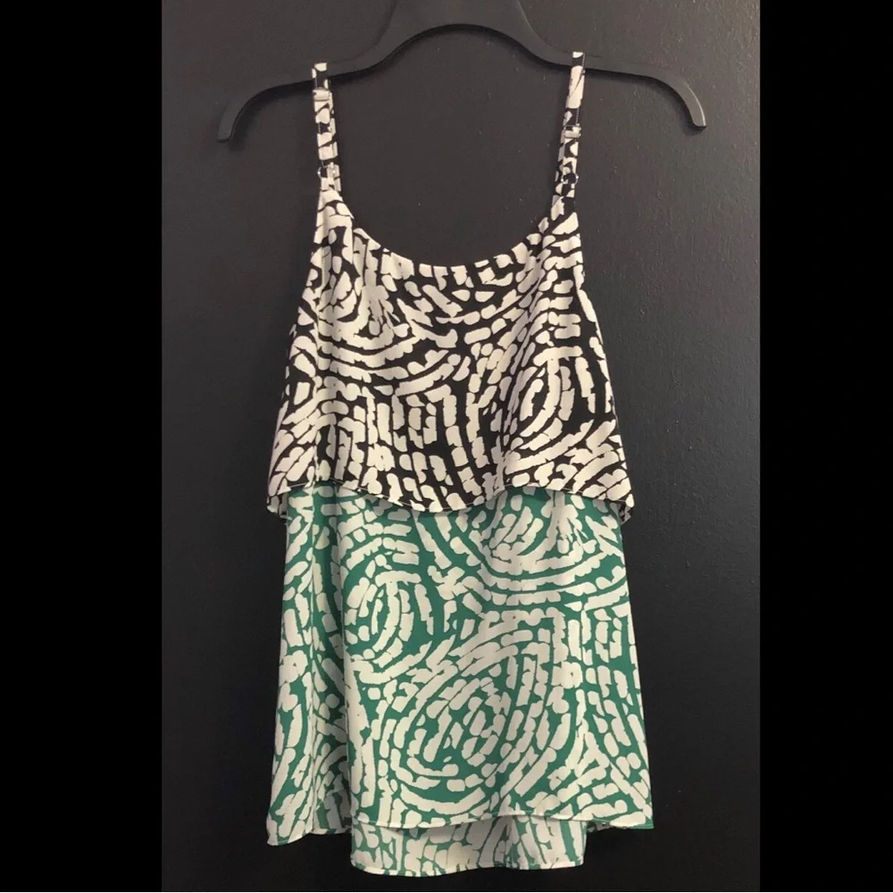 CAbi Black and Green Layered Printed Camisole - Picture 2 of 4